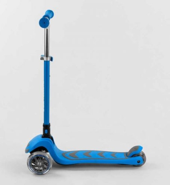 Самокат триколісний Y-00180 (4) Best Scooter, БЛАКИТНИЙ, складне алюмінієве кермо, 4 колеса PU зі світлом, d = 12 см