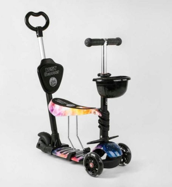 Самокат 5в1 16102 (1) Best Scooter, АБСТРАКЦІЯ, PU колеса, ПІДСВІТКА КОЛІС, в коробці