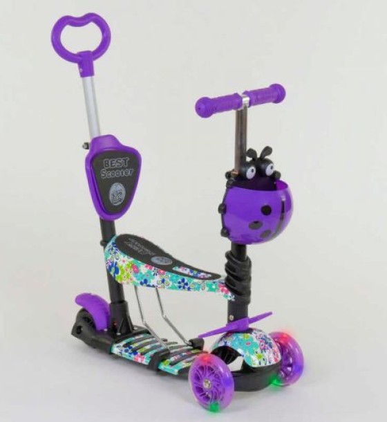 Самокат 5в1 68995 (1) Best Scooter, АБСТРАКЦІЯ, PU колеса, ПІДСВІЧУВАННЯ КОЛІС, в коробці