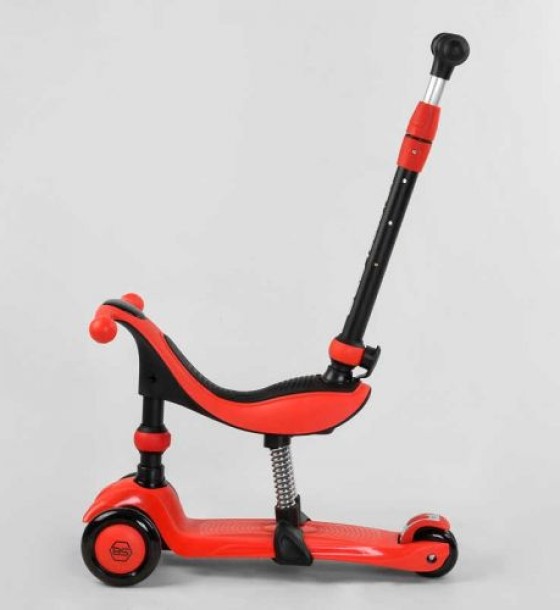 Самокат-велобіг 3в1 триколісний BS-71899 (4) Best Scooter, 3 колеса PU зі світлом, сидіння, амортизатори, батьківська ручка