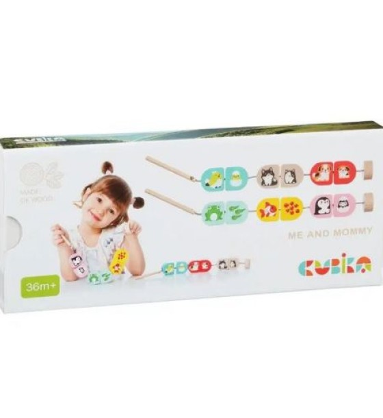 Силянки "Моя сімя"/Wooden lacing toy set  "Me and mommy"