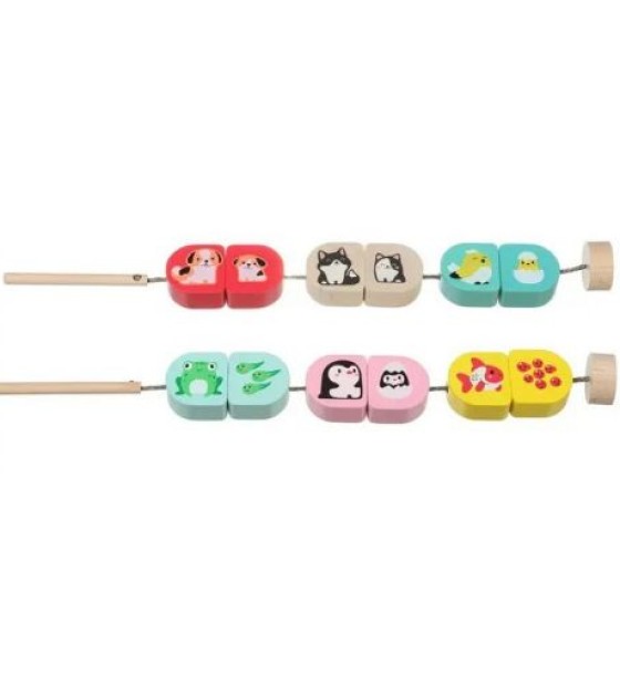 Силянки "Моя сімя"/Wooden lacing toy set  "Me and mommy"