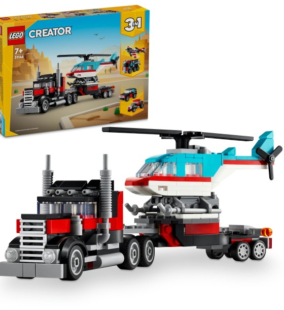 Конструктор LEGO Creator Бортова вантажівка з гелікоптером 270 деталей (31146)