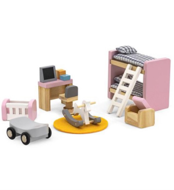 Ігровий набір Viga Toys Дерев'яні меблі для ляльок PolarB Дитяча кімната (44036)