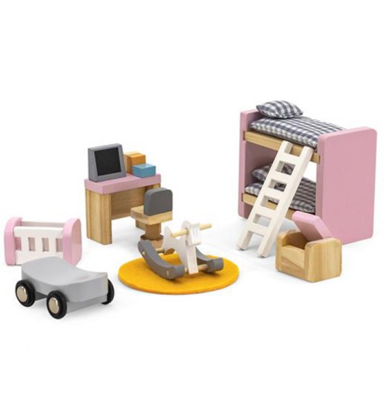 Ігровий набір Viga Toys Дерев'яні меблі для ляльок PolarB Дитяча кімната (44036)