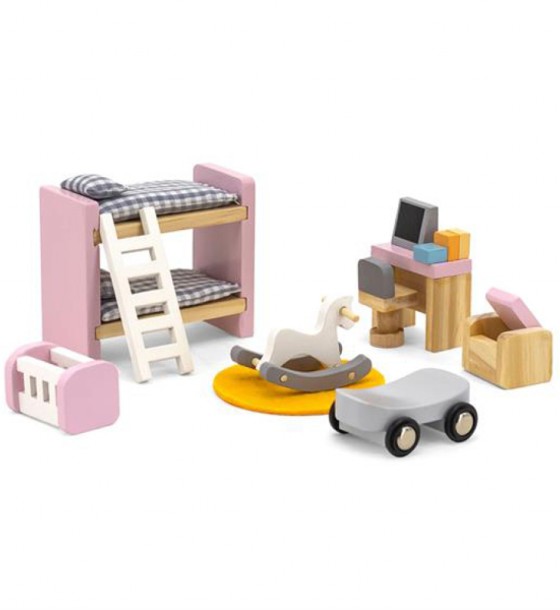 Ігровий набір Viga Toys Дерев'яні меблі для ляльок PolarB Дитяча кімната (44036)