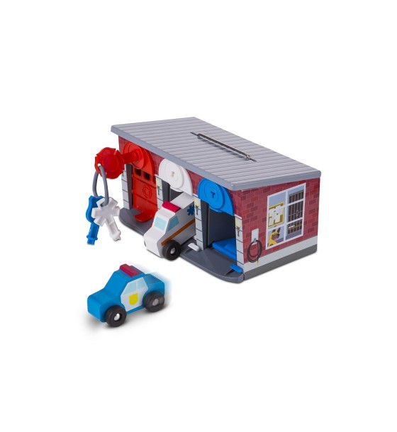 Ігровий набір Melissa&Doug Дерев'яний гараж рятувальних машин з ключами (MD4607)
