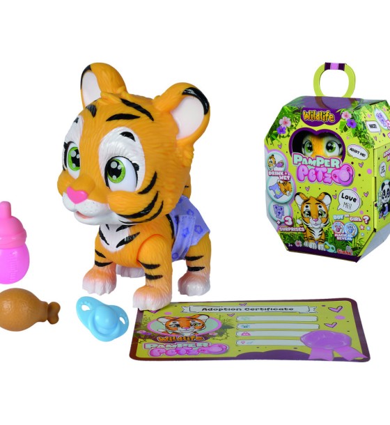 Ігровий набір Simba Pamper Petz Тигреня, що п'є і писає з кольоровою лапкою 3 аксесуарів-сюрпризу (5953575)