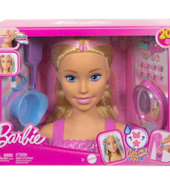Ігровий набір Barbie Лялька-манекен для зачісок "Кольорове перевтілення" Barbie з аксесуарами (JFG81)