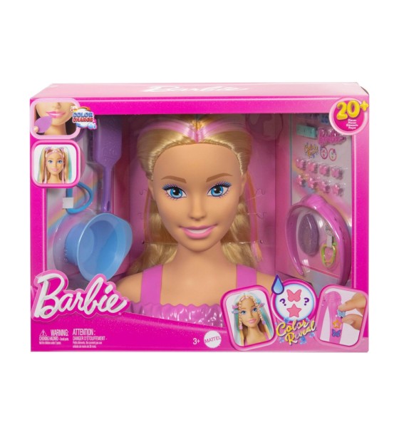 Ігровий набір Barbie Лялька-манекен для зачісок "Кольорове перевтілення" Barbie з аксесуарами (JFG81)