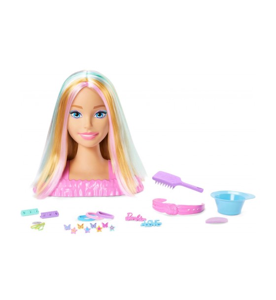 Ігровий набір Barbie Лялька-манекен для зачісок "Кольорове перевтілення" Barbie з аксесуарами (JFG81)