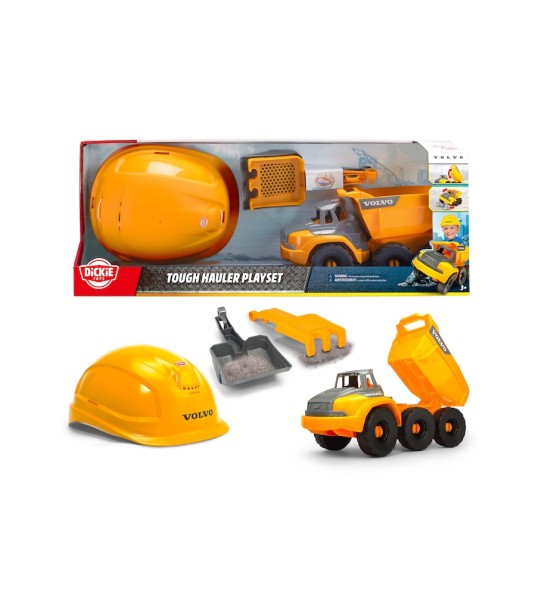 Ігровий набір Dickie Toys Вольво. Самоскид з каскою та лопатою, 26 аксесуарів (3729014)