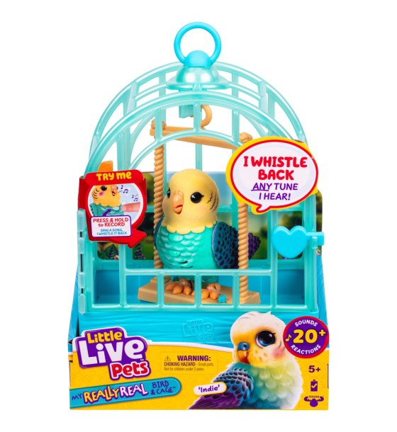 Інтерактивна іграшка Little Live Pets Хвилястий папужка Інді в клітці (26691)
