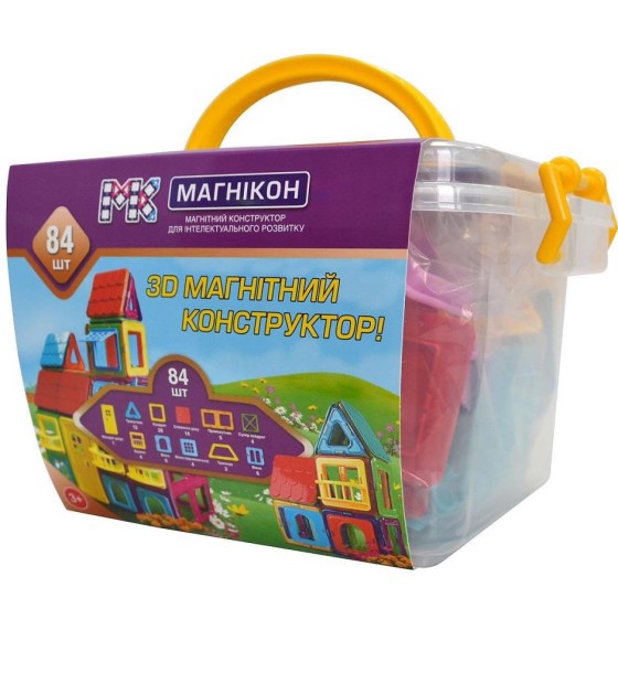 Конструктор Магнікон 84 детали Plastic box (МK-84)