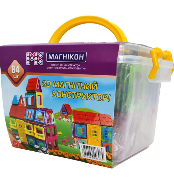 Конструктор Магнікон 84 детали Plastic box (МK-84)