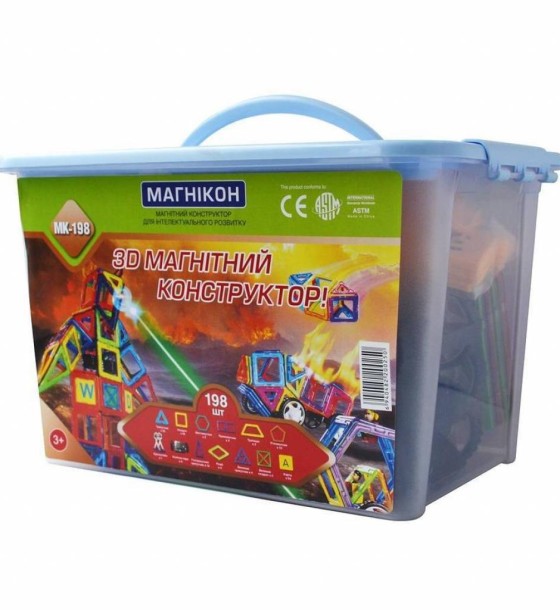 Конструктор Магнікон 198 деталей Plastic box (MK-198)