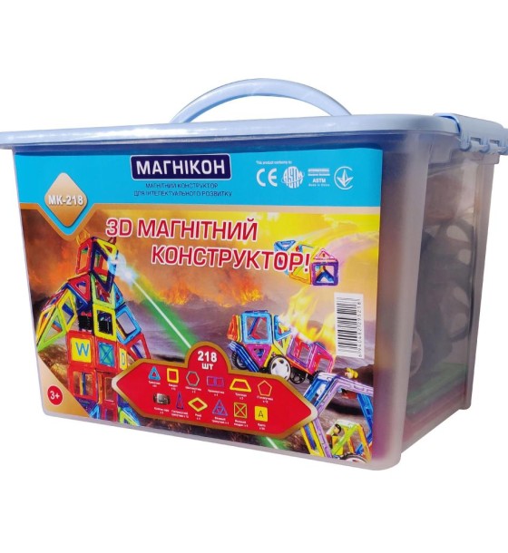 Конструктор Магнікон 218 деталей Plastic box (MK-218)