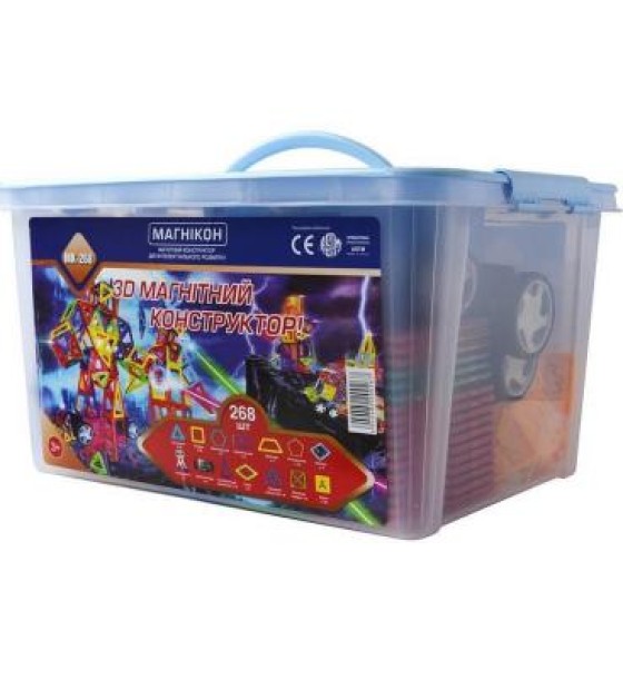 Конструктор Магнікон 268 деталей Plastic box (MK-268)