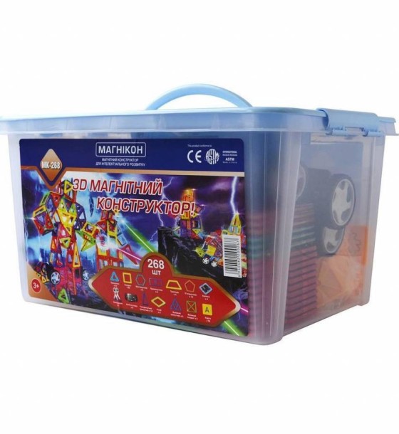 Конструктор Магнікон 268 деталей Plastic box (MK-268)