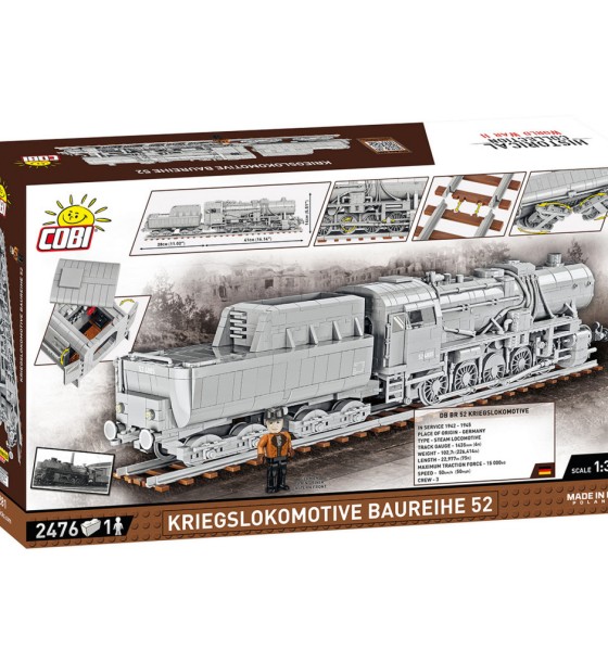 Конструктор Cobi Локомотив Kriegslokomotive Class 52 1:35, 2476 деталей (COBI-6281)