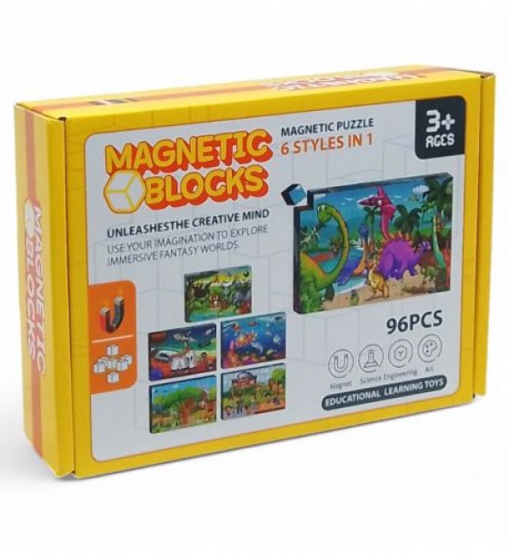 Магнітні кубики "Magnetic Blocks", 96 штук, 12 зображень