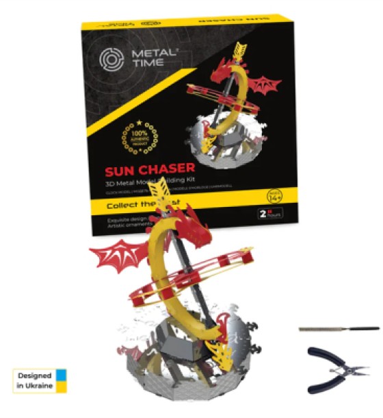 Конструктор Metal Time Колекцiйна модель Sun Chaser Dragon Stand Clock Сонячний годинник (MT025)