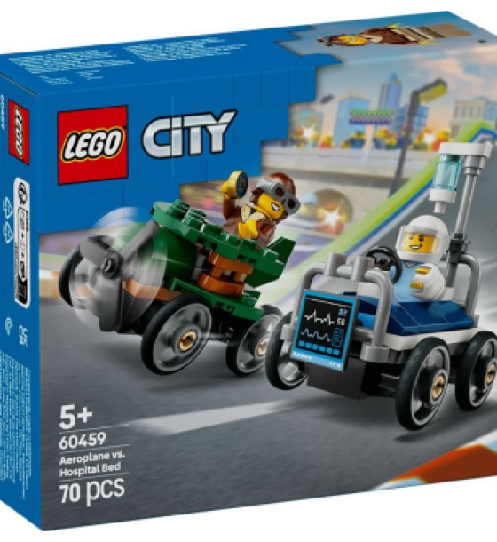 Конструктор LEGO City Літак проти лікарняного ліжка - Набір для перегонів (60459)