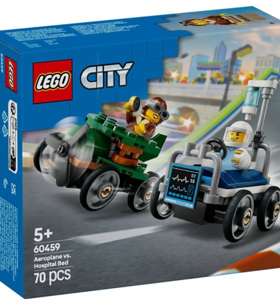 Конструктор LEGO City Літак проти лікарняного ліжка - Набір для перегонів (60459)