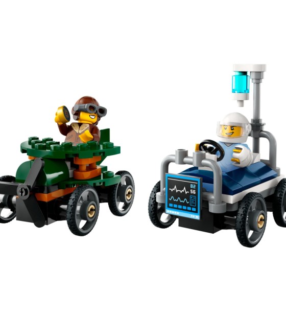 Конструктор LEGO City Літак проти лікарняного ліжка - Набір для перегонів (60459)