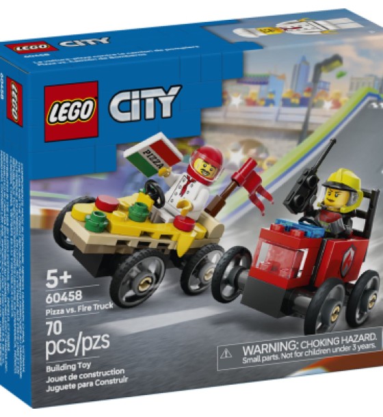 Конструктор LEGO City Піца-авто проти пожежної машини Набір перегонів (60458)