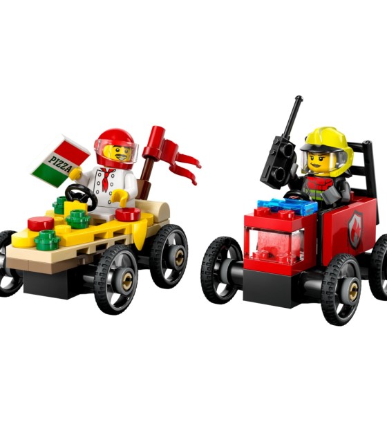Конструктор LEGO City Піца-авто проти пожежної машини Набір перегонів (60458)