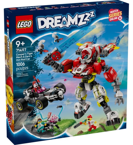 Конструктор LEGO DREAMZzz Робот-тигр Купера та Хот-род авто Зеро (71497)