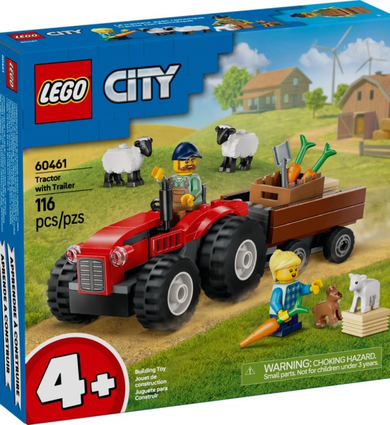 Конструктор LEGO City Червоний фермерський трактор із причепом і вівцями (60461)