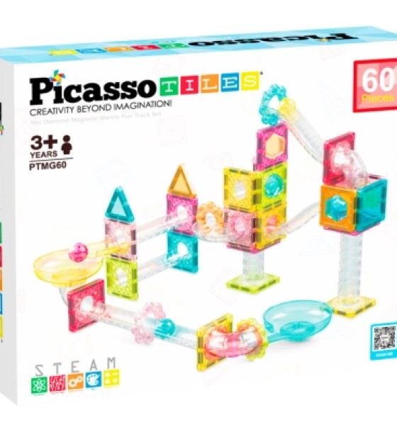 Конструктор Picasso магнітний Tiles Mini Diamond Marble Run Track Set 60 деталей (817338028299)