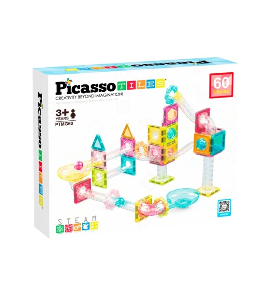 Конструктор Picasso магнітний Tiles Mini Diamond Marble Run Track Set 60 деталей (817338028299)