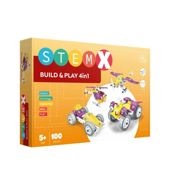 Конструктор Stem з болтами Build&Play 4 в 1 на 100 деталей (3858894673308)
