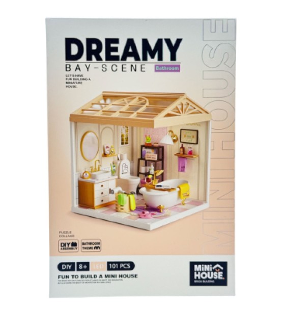 Конструктор Mini House румбокс серії Інтер'єр – Ванна кімната (світло) (8009)