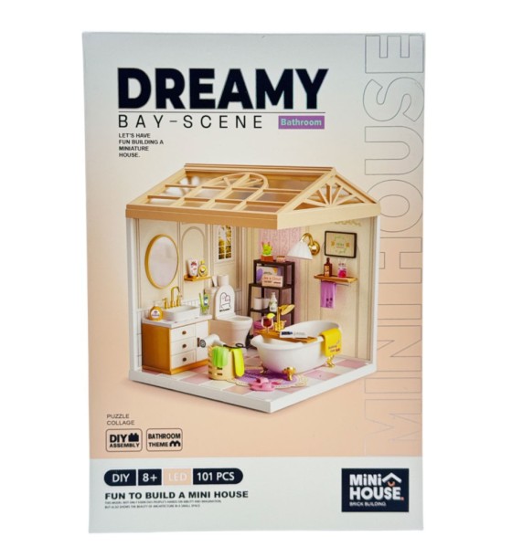 Конструктор Mini House румбокс серії Інтер'єр – Ванна кімната (світло) (8009)