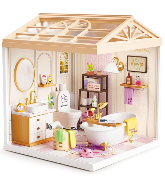 Конструктор Mini House румбокс серії Інтер'єр – Ванна кімната (світло) (8009)