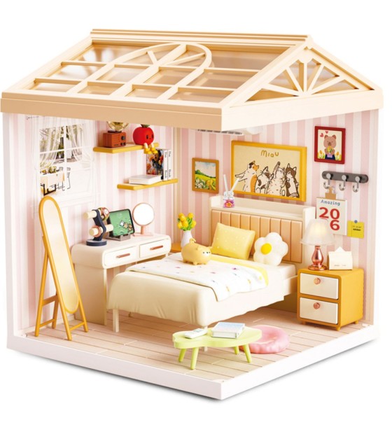 Конструктор Mini House румбокс серії Інтер'єр – Спальня (світло) (8004)