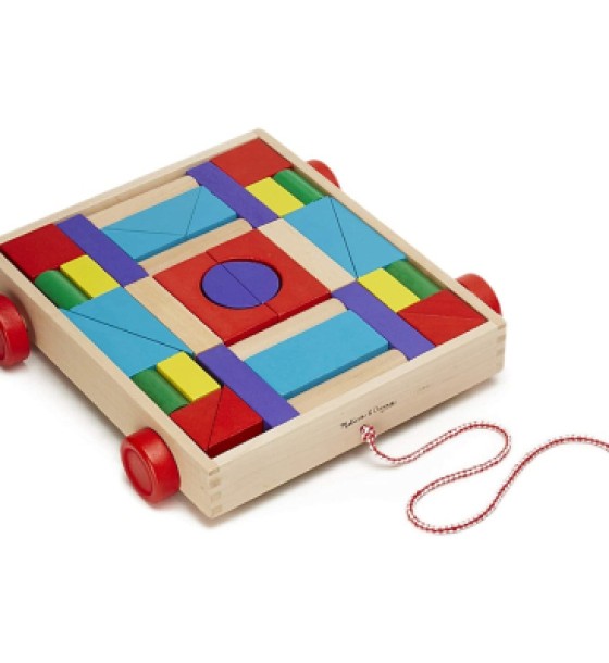 Кубики Melissa&Doug Набір дерев'яних блоків на візку (MD14209)