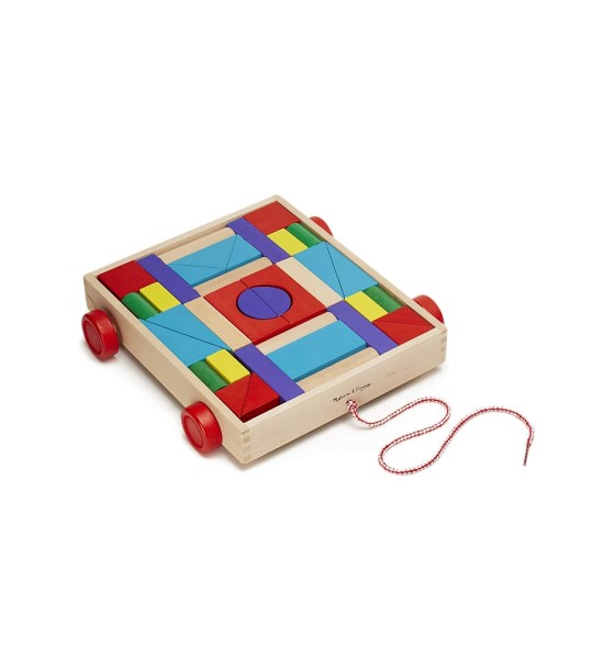 Кубики Melissa&Doug Набір дерев'яних блоків на візку (MD14209)