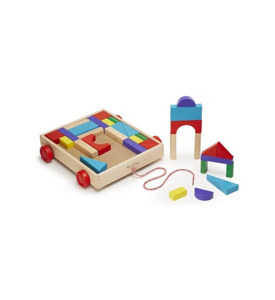 Кубики Melissa&Doug Набір дерев'яних блоків на візку (MD14209)