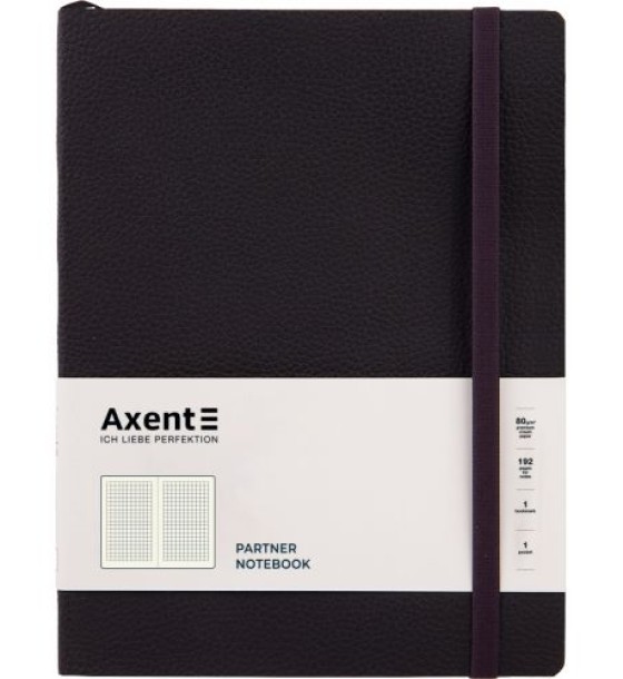 Книга записна Partner Soft L, 190*250, 96 арк, кліт, чорна