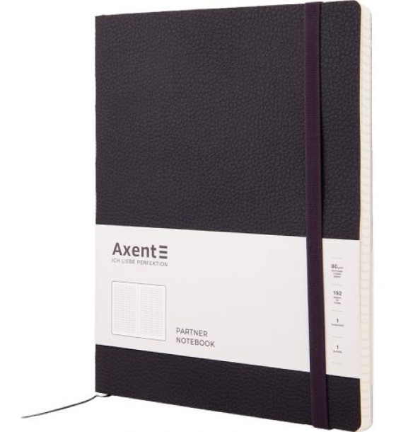 Книга записна Partner Soft L, 190*250, 96 арк, кліт, чорна