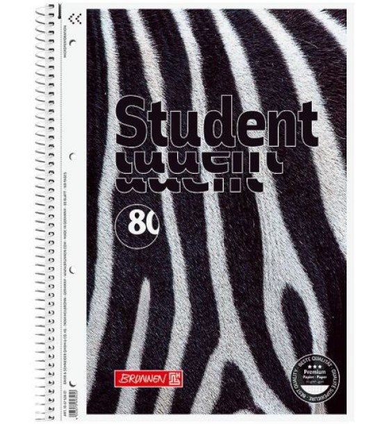 Коледж-блок А4 Premium, кліт., 80 арк., Zebra