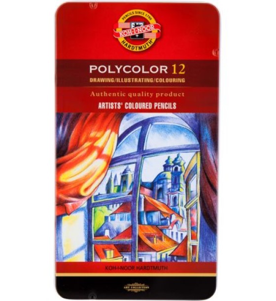 Олівці кольор. художні POLYCOLOR, 12 кол., мет.уп.