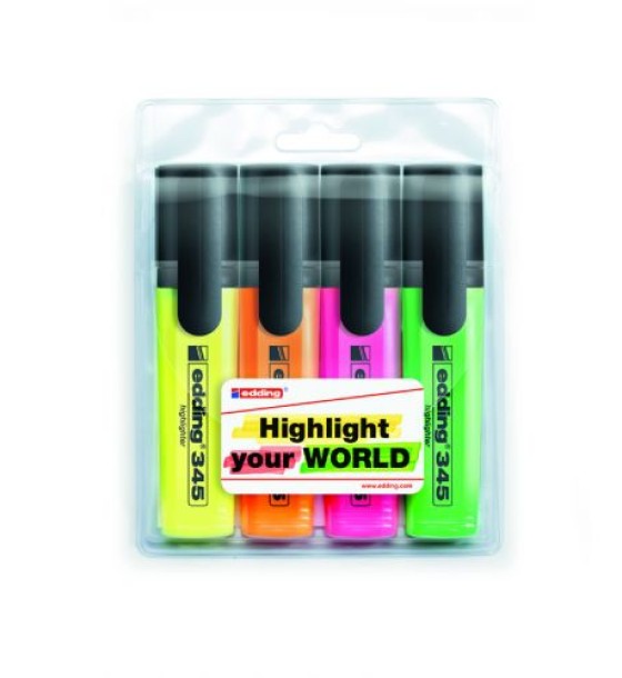 Маркер Highlighter e-345 набір 4 шт. (блістер PVC)
