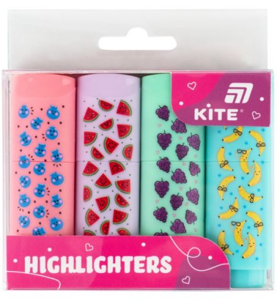 Маркер Highlighter, Kite, набір 4-х, пастель