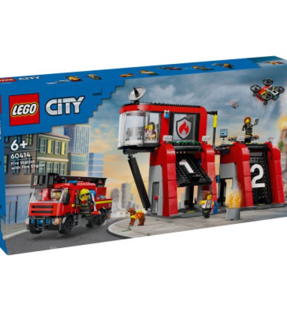 Конструктор LEGO City Пожежне депо з пожежною машиною 843 деталей (60414)